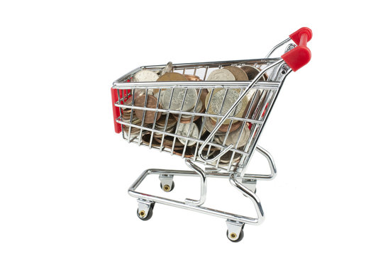 shopping trolley full of money