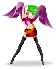 Vector model. A template. The young posing girl in stockings and