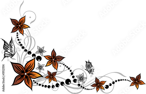 "Blumen, Blüten, Ranke, floral, mit Schmetterlingen "Blumen, Blüten, Ranke, floral, mit Schmetterlingen