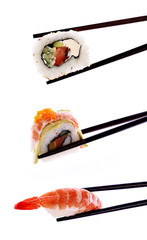 Sushi with chopsticks