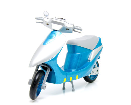 blue scooter over white background