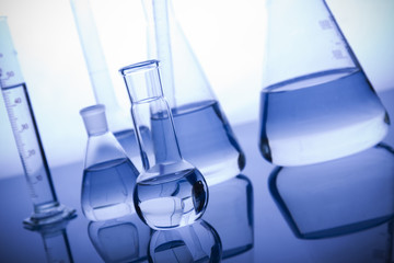 Labolatory Glassware in Blue