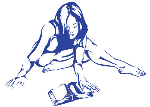 Nude Female reading book