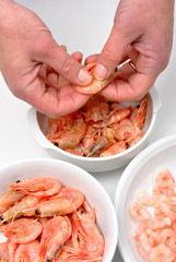 hold and prepare some organic prawns to eat