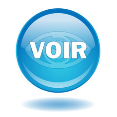 Bouton web rond "VOIR" (médias vidéo bleu oeil symbole)