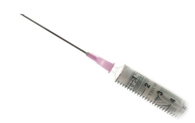 Fototapeta premium Cash and syringes on a white background,