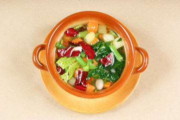 Bowl of minestrone soup