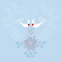 Love birds and heart ornament