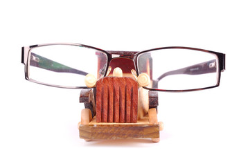 glasses on retro car