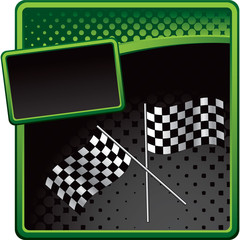 checkered flags green and black halftone template