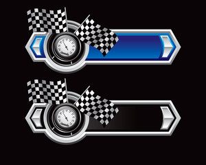speedometer and flags blue and black arrows