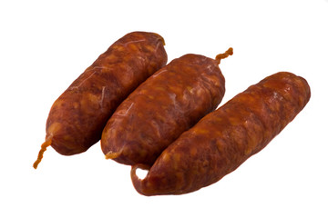 chorizo sausage isolated on a white background.
