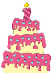 bunte Torte mit Herzen