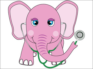 pink doctor elephant vector