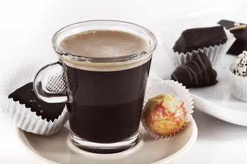 Detail of coffee cup on white background