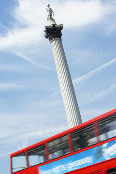 Nelson's Column In Trafalgar Square, London, England