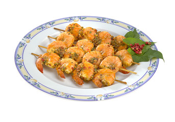 brochettes de crevettes