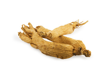 Ginseng roots on white background