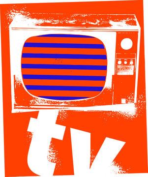 Vector grunge background with old tv
