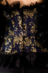 Close-up of blue corset
