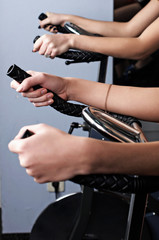 Two charming girls in a sports hall