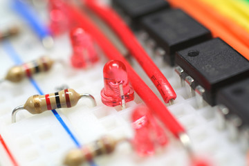 breadboard and electronic components