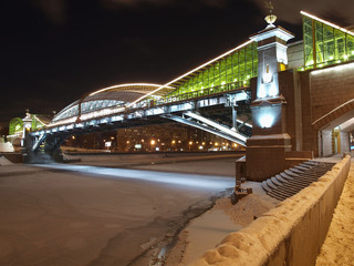 Bridge Bogdana Khmelnitskiy at winter night.