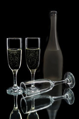 Wine bottle and glasses