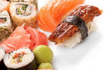 Different types of sushi.