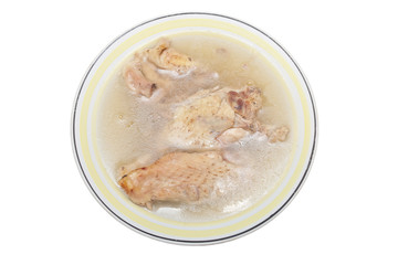 aspic meat jelly with chicken called holodets on white