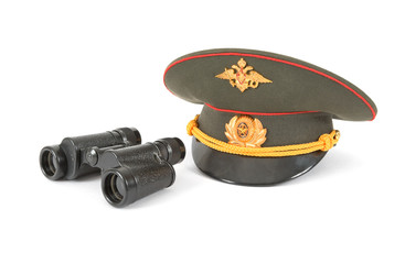 Russian army field binocular and Military Cap