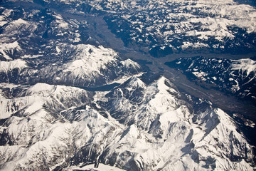snow mountains from above