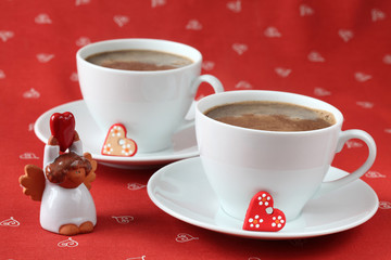 Coffee with hearts and angel