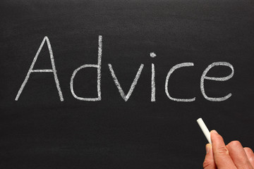 Writing advice on a blackboard.