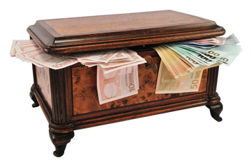 Treasure chest with money