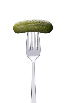 pickled gherkin on fork