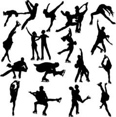 figure skating silhouette vectors - obrazy, fototapety, plakaty