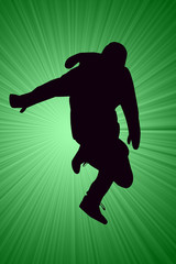 Breakdancer Dancing with mittens Silhouette illustration.