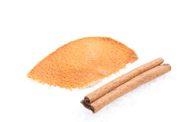 Cinnamon leaf and orange peel