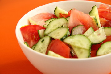tasty vegetable salad of cucumbers and tomatoes
