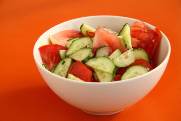 tasty vegetable salad of cucumbers and tomatoes
