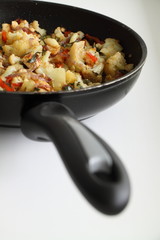 vegetarian lunch. fried vegetables with cheese