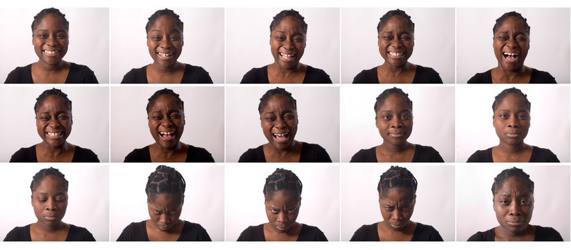 diaporama de portrait rire sourire m&eacute;contentement pleur