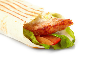 tortilla with meat and vegetables.