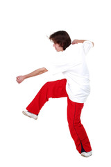 cool man modern dancer isolated on white