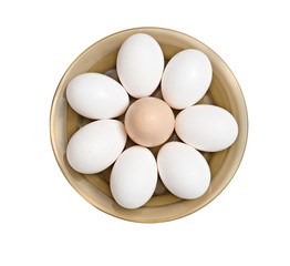 Plate with brown  and white eggs