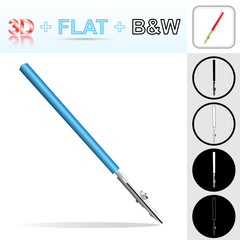 vector icons of ruling pen