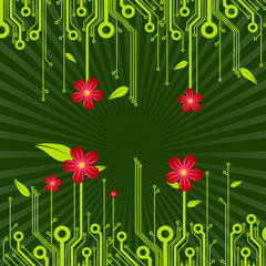 cyber garden made with circuits vector