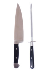 Set of kitchen knifes isolated on white