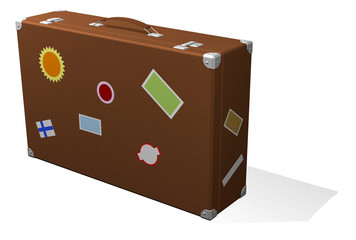 Classic travel suitcase with stickers